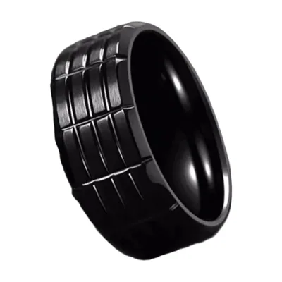 Anillo de Banda Ranurado con Acabado Negro, Acero Inoxidable