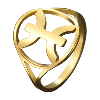 Anello con Simbolo Yaz e Design Traforato, Acciaio Inossidabile