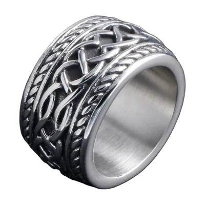 Keltischer Knoten Ring für Herren, Vintage-Muster, Edelstahl