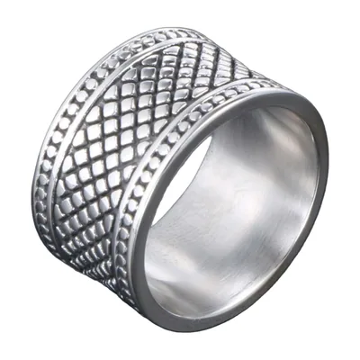 Geometrischer Textur-Ring für Herren, 316L Edelstahl