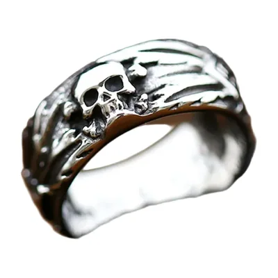 Totenkopf Statement-Ring aus 316L Edelstahl, Gothic Biker Stil