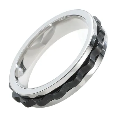 Spinner-Ring mit Zahnrad-Detail aus 316L Edelstahl