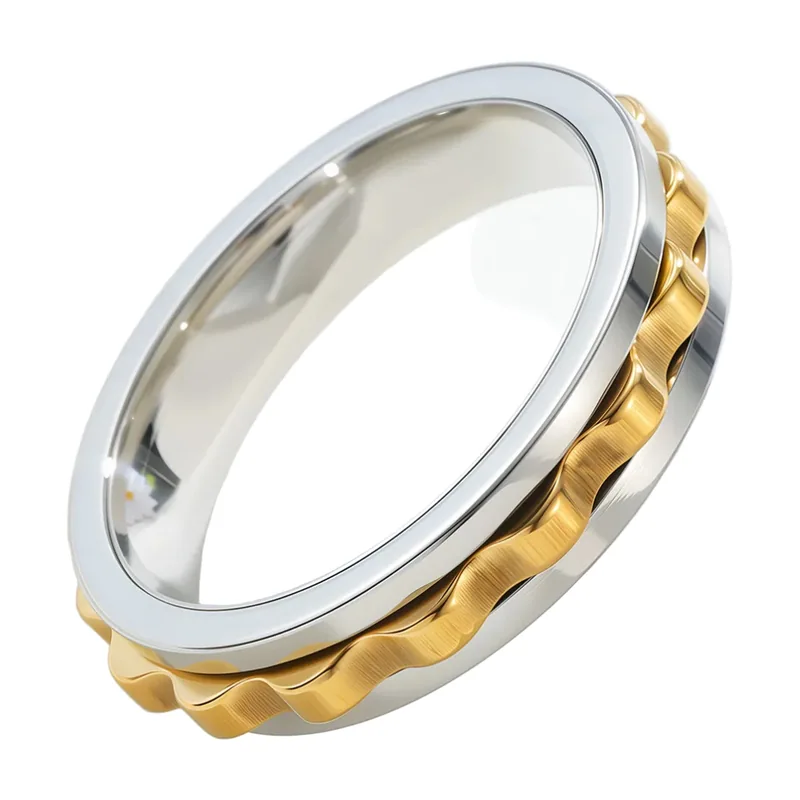 Anello Spinner con Design a Ingranaggio, Acciaio Inox 316L