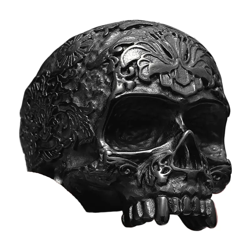 Anello Statement Teschio in Stile Gothic Biker, Acciaio Inossidabile