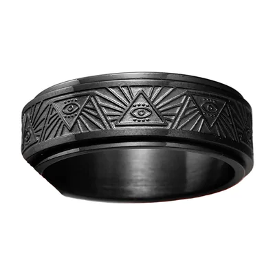 Anillo Spinner con Motivo de Ojo, Acero Inoxidable 316L