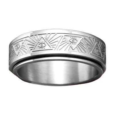 Anillo Spinner con Motivo de Ojo, Acero Inoxidable 316L