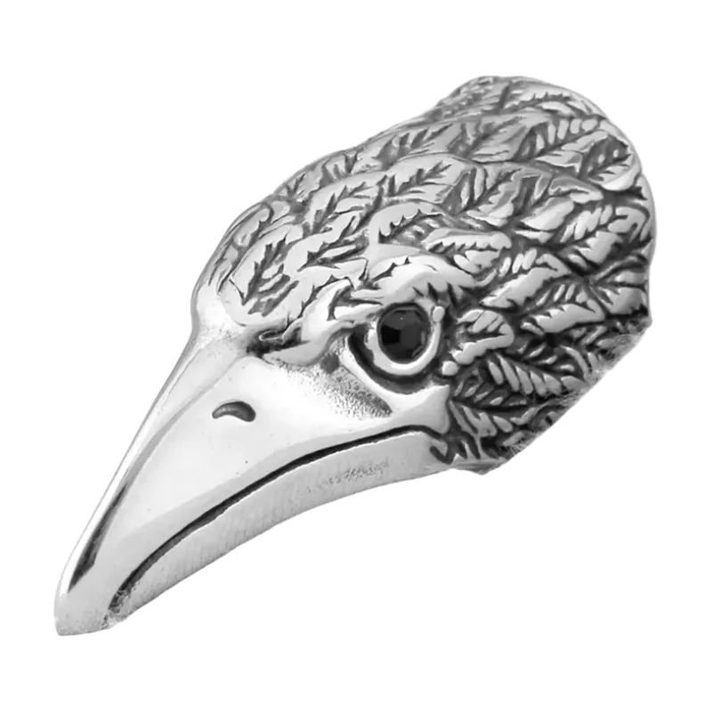 Eagle Head Statement Ring with Black Stones, Stainless Steel