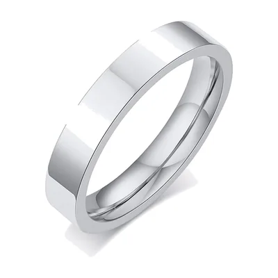 Polished Flat Band Ring, 316L Stainless Steel