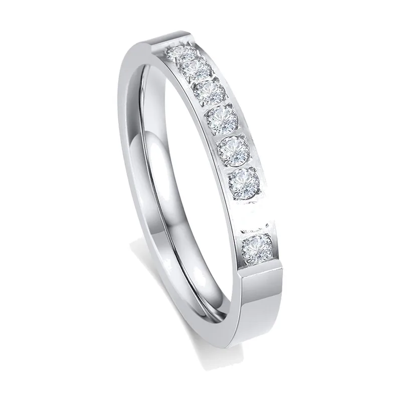 Herren Ring mit klaren Zirkonia-Steinen, 316L Edelstahl