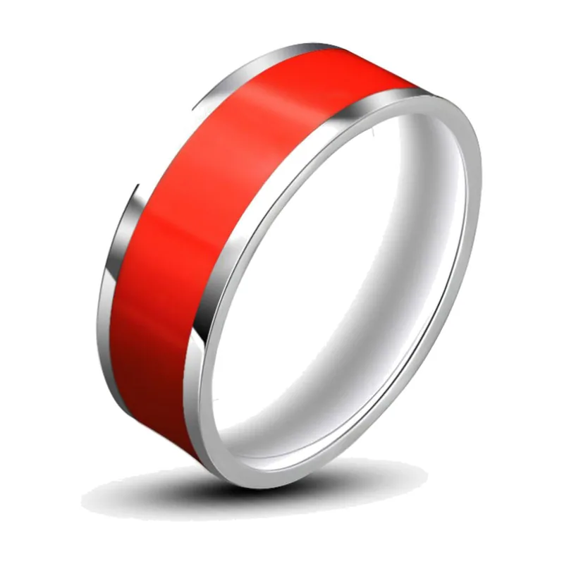 Herren Ring mit rotem Emaille-Inlay aus Edelstahl