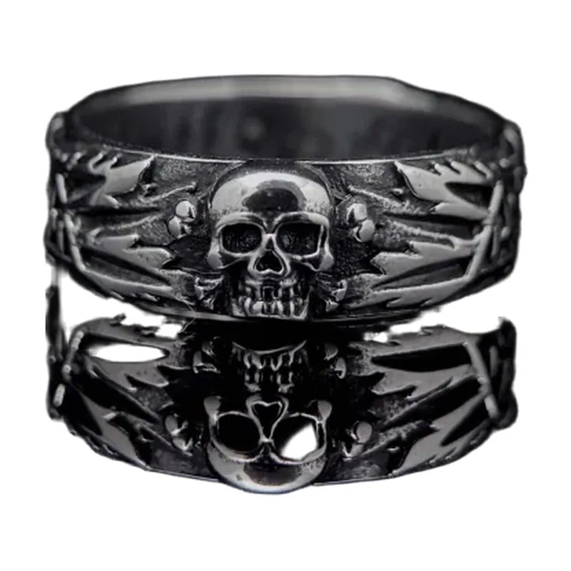 Bague Gothique Motif Crâne, Acier Inoxydable