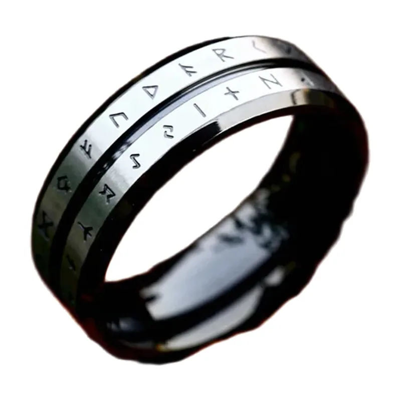 Wikinger Runen Spinner-Ring aus 316L Edelstahl