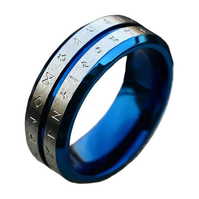Wikinger Runen Spinner-Ring aus 316L Edelstahl