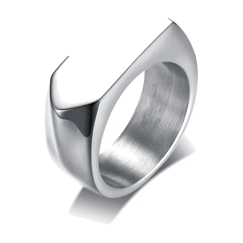 Anillo Sello Cuadrado, Plataforma Pulida, Acero Inoxidable