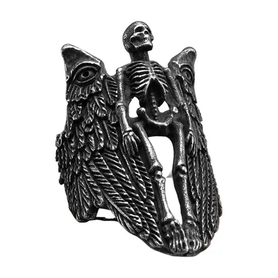 Anillo de Ángel Esqueleto con Alas, Acero Inoxidable 316L