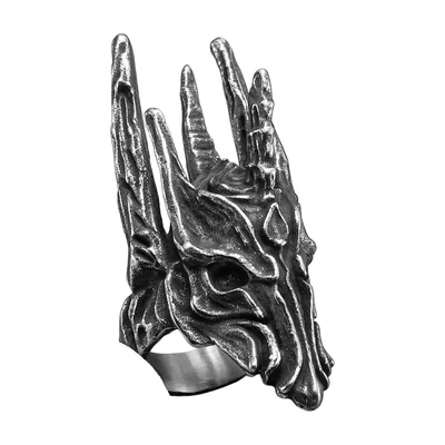 Anillo Statement de Calavera con Acabado Envejecido, Acero Inoxidable 316L