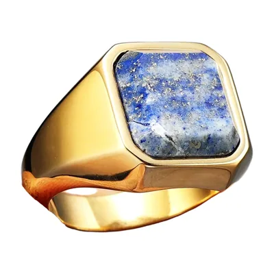 Anillo Sello Galaxy Starry Sky con Piedra Azul, Acero Inoxidable
