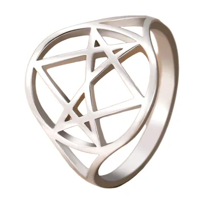 Anello Thelema Geometria Sacra con Motivo a Stella, Acciaio Inossidabile