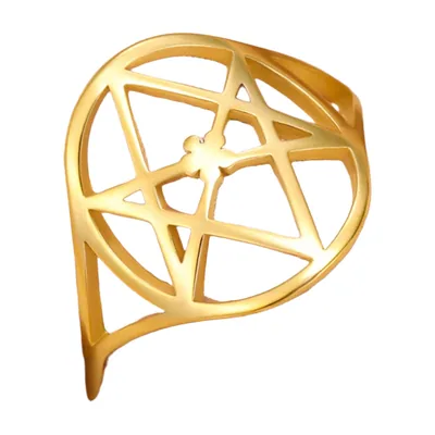 Bague Pentagramme Géométrie Sacrée, Acier Inoxydable