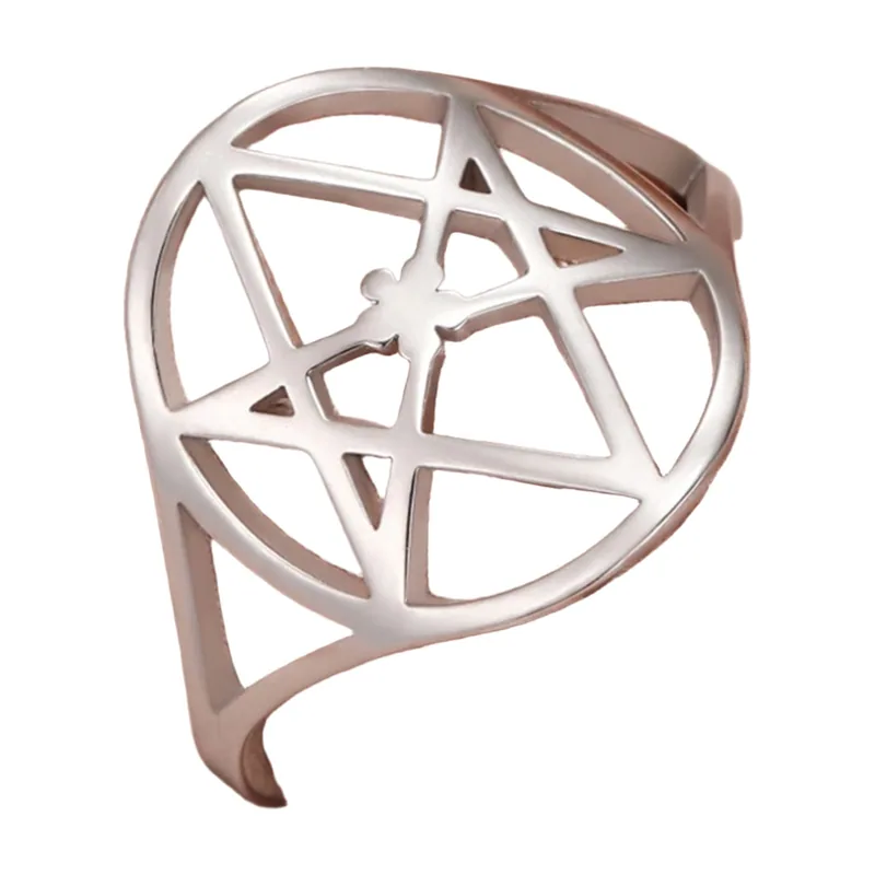 Pentagram Ring mit Heiliger Geometrie, Edelstahl