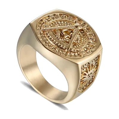 Anillo Sello Cuadrado con Vegvisir y Sol, Acero Inoxidable