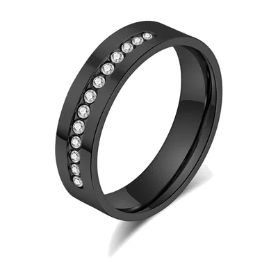 Anillo de Banda con Circonitas Transparentes, Acero Inoxidable