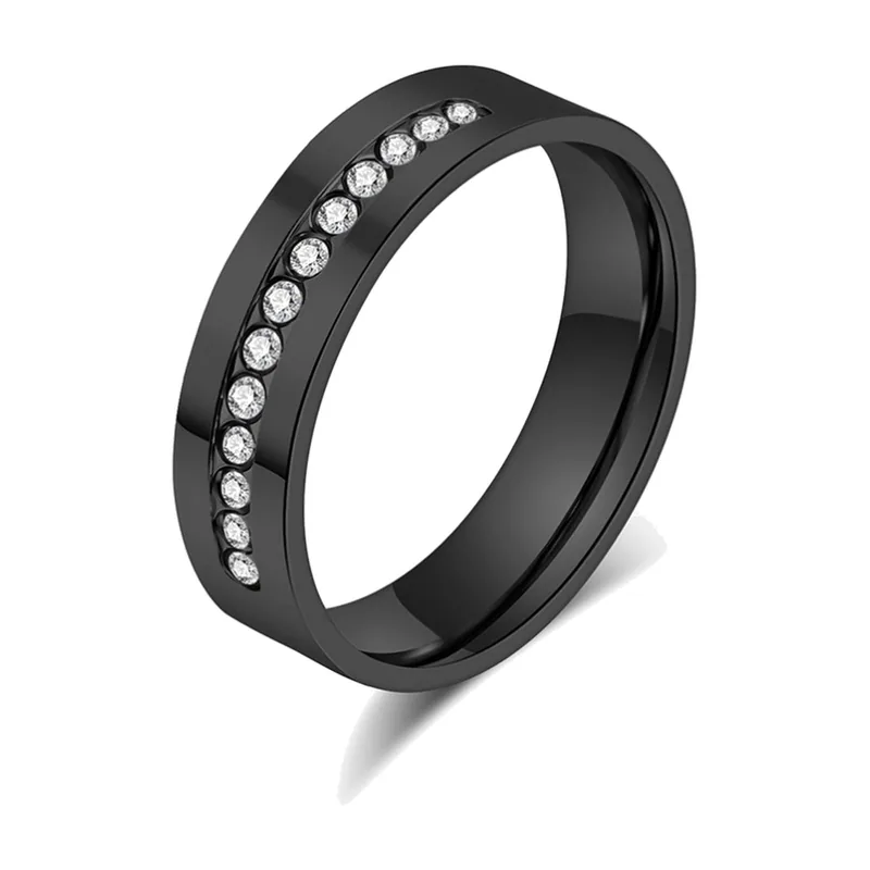 Bague Alliance avec Zirconia Clair, Acier Inoxydable