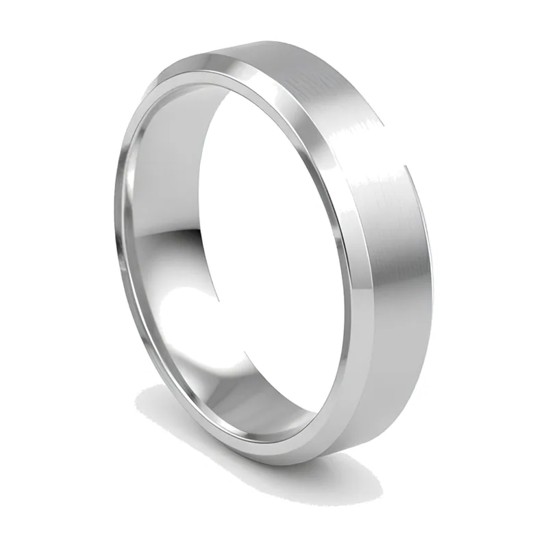 Flat Band Ring in 316L Stainless Steel, Polished and Brushed