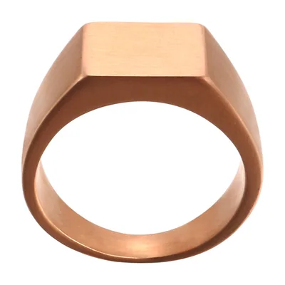 Chevalière Carrée à Plateau Plat, Acier Inoxydable