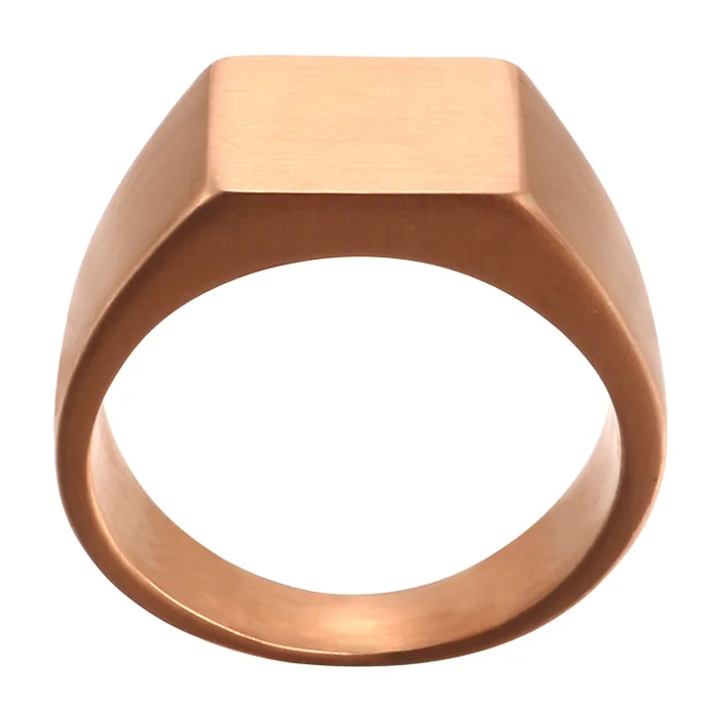 Square Signet Ring, Polished Flat Top, Stainless Steel