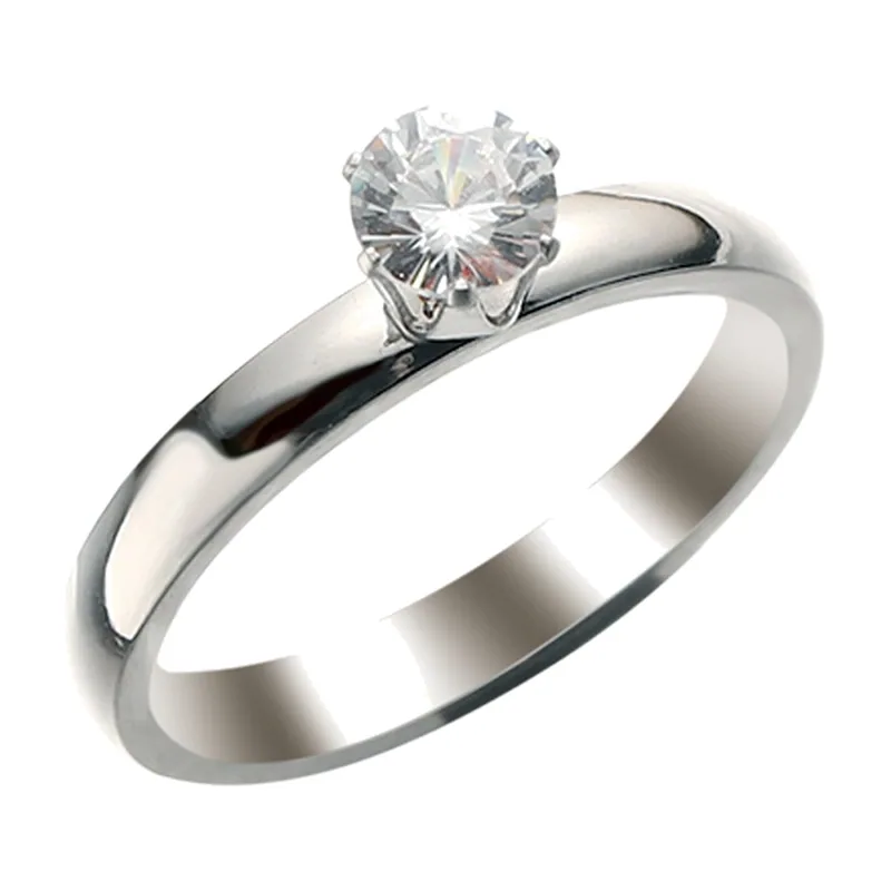 Bague Solitaire avec Zircon Cubique, Acier Inoxydable