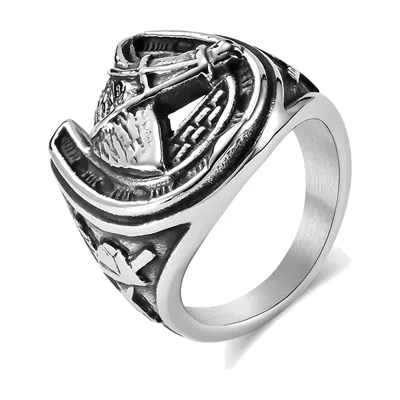 Bague Cheval et Fer à Cheval pour Homme, Acier Inoxydable