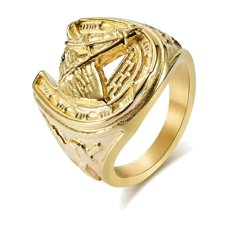 Cheval et Fer à Cheval Bague Chevalière, Acier Inoxydable