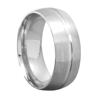 Anillo de Banda Cepillado con Detalles Pulidos, Acero Inoxidable 316L