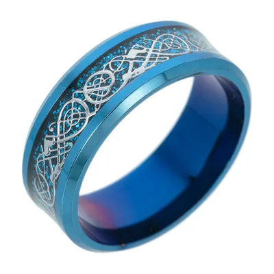 Keltischer Knoten Ring mit blauem Inlay, Edelstahl
