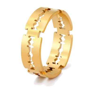 Razor Blade Design Band Ring, Stainless Steel
