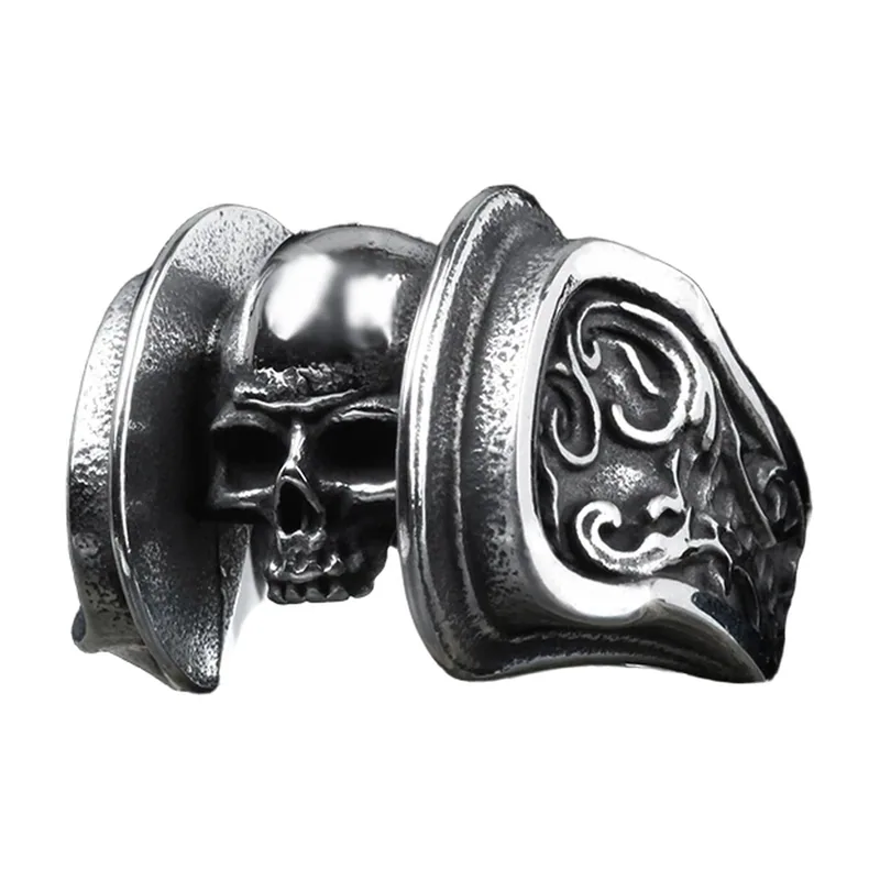 Calvarium Skull Statement Ring with Engravings, Stainless Steel