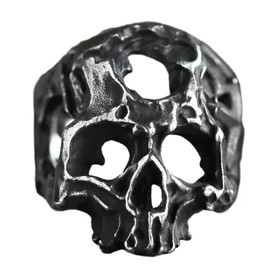 Totenkopf Statement-Ring mit Openwork-Design, Edelstahl