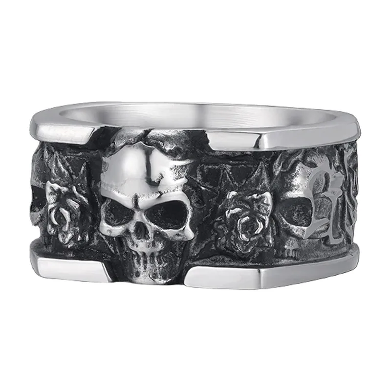 Bague Motif Crâne, Acier Inoxydable 316L