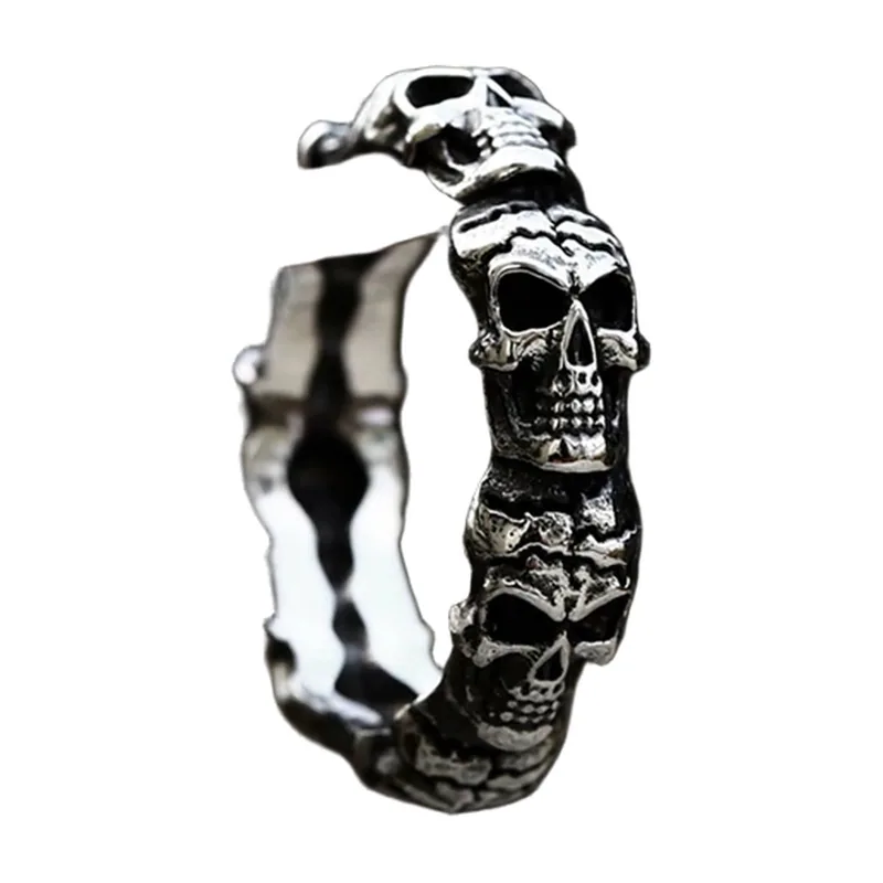 Ares Schädel-Ring mit Aegishjalmur-Symbol, Edelstahl