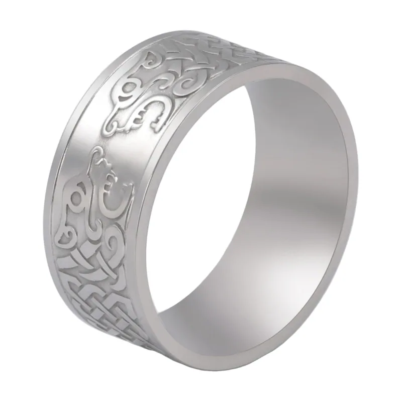 Anello Lupo e Nodo Celtico, Acciaio Inossidabile
