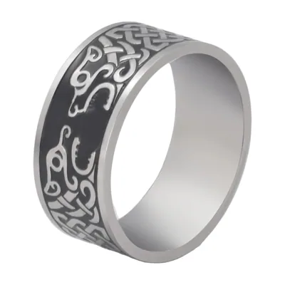 Anillo de Lobo y Nudo Celta, Acero Inoxidable 316L