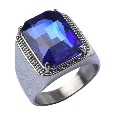 Herren Siegelring mit blauem Stein, 316L Edelstahl