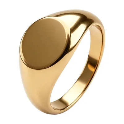Anillo Sello Ovalado Sencillo de Acero Inoxidable Pulido