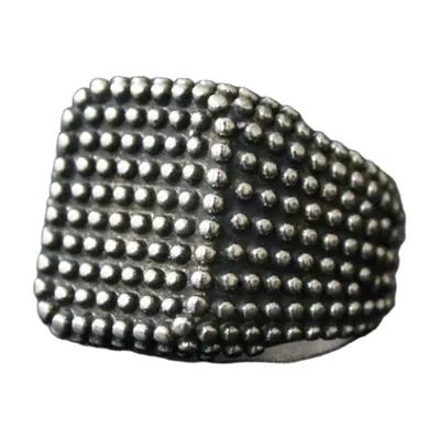 Anillo Sello Cuadrado con Textura de Tachuelas, Acero Inoxidable 316L