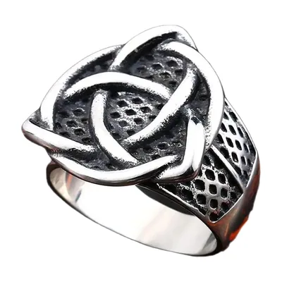 Keltischer Knoten Ring mit Mesh-Detail, Edelstahl