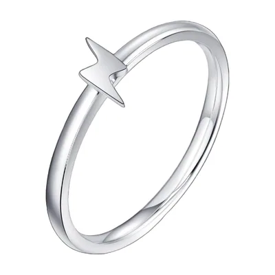 Lightning Bolt Band Ring, Polished 316L Stainless Steel