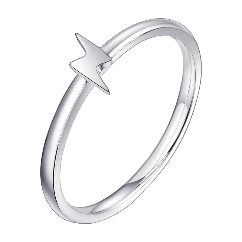 Blitz-Ring für Herren, polierter 316L Edelstahl