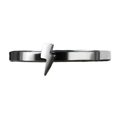Lightning Bolt Band Ring, 316L Stainless Steel
