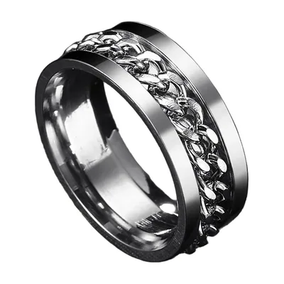 Chain Link Spinner Ring, 316L Stainless Steel